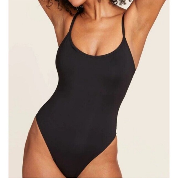 Andie‎ The Amalfi One Piece Swimsuit Spaghetti Strap Padded Stretch Black XL